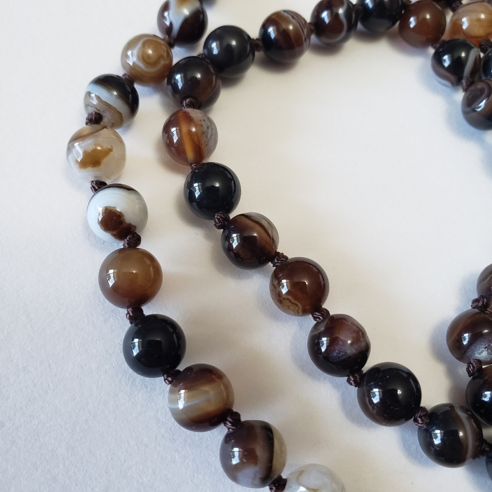 Gray smoky Agates beads Natural Stone Beads Necklace - Picture 4 of 6